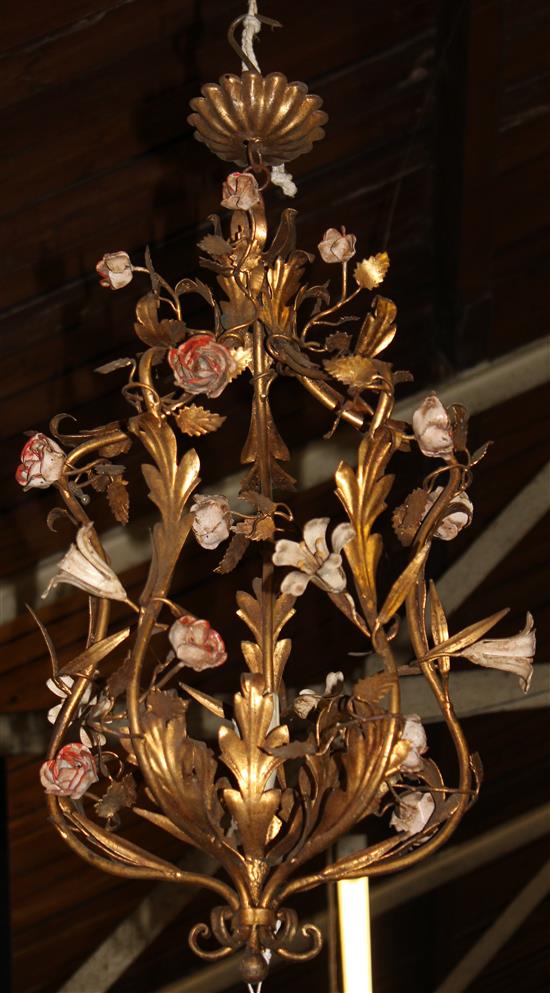 Pair French floral chandeliers